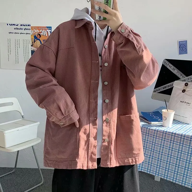 Vintage Denim Jackets Men Large Size Loose Harajuku Multi-pockets Cargo Coats Male Ins Hipsters Single Breasted Outerwear S-3XL | Мужская