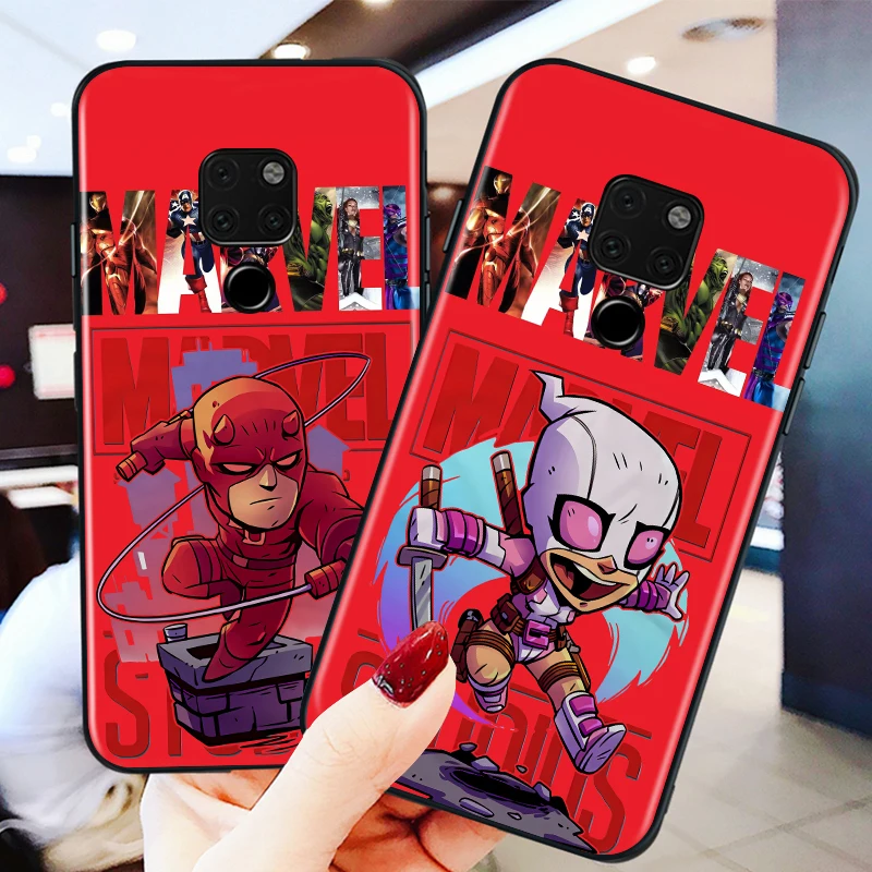 

Marvel cute cartoon for huawei Mate 10 20 30 40 Lite Pro X Lite RS Plus TPU Black Phone Case
