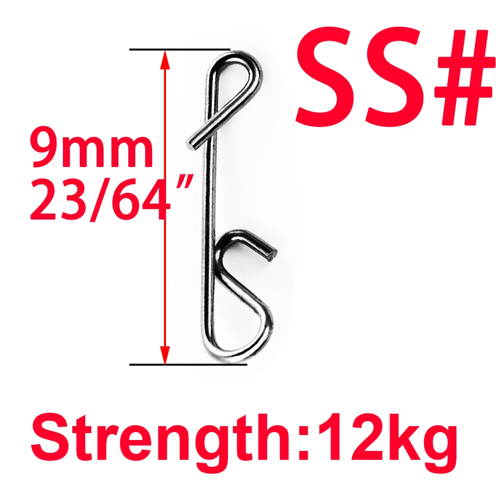 SS 100pcs/lot Stainless Fishing Line Wire Fishing Connector Barrel Swivel Accessories Snap Pin Without Knot Tackle Tool Lure Kit - Цвет: SS