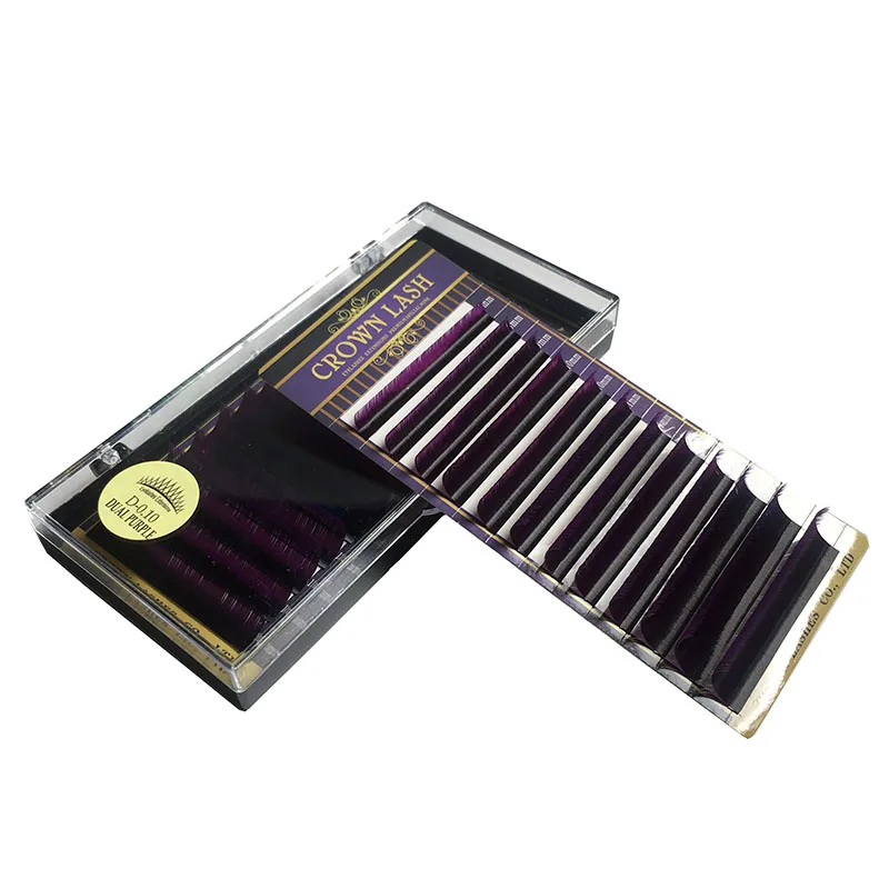 CrownLash 2tone color Ombre Фиолетовый C D-0.10 0,15 7-15 мм двойной цвет фиолетовый объем наращивание ресниц