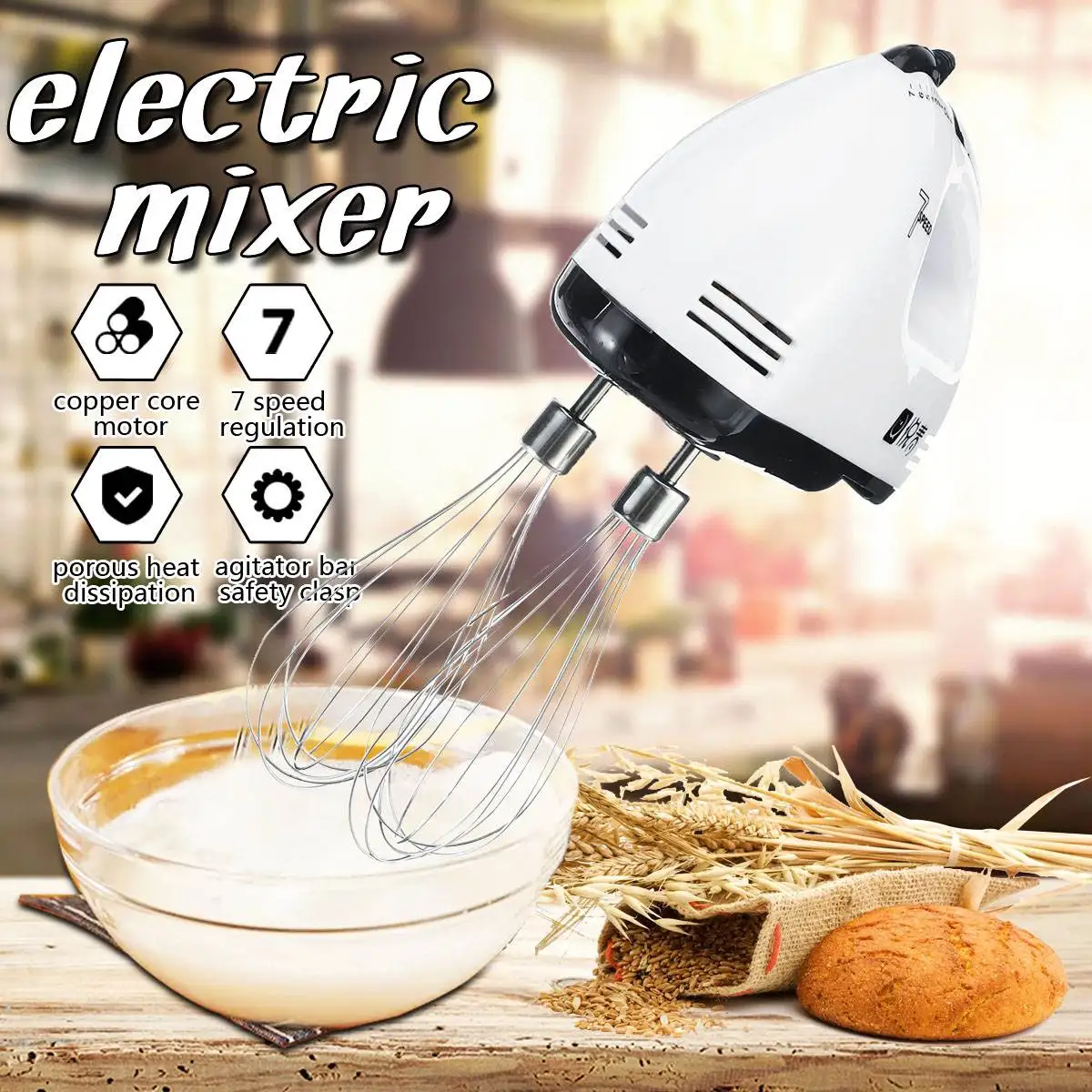 

7 Speed Control Hand Mini Mixer Food Blender Multifunctional Food Processor Kitchen Mini Electric Manual Cooking Tools