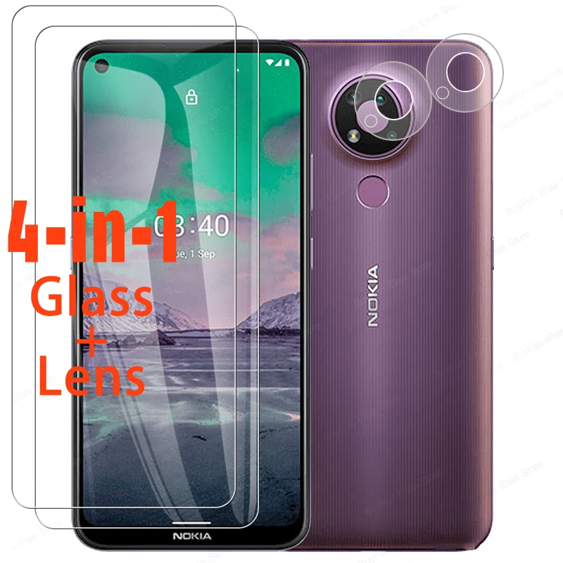 

4 in 1 Tempered Glass On for Nokia 3.4 Screen Protector Protective film for NOKIA 3.4 TA-1288 TA-1285 TA-1283 6.3'' Safety glass