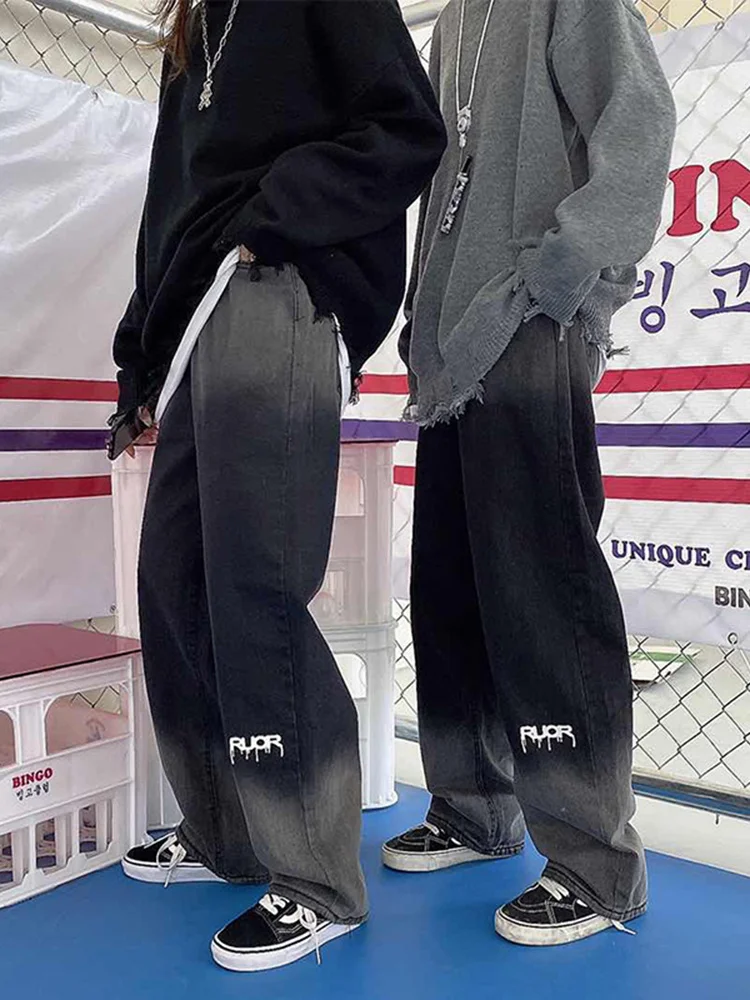 Straight Jeans Female 2021 New Autumn Winter Man Loose Ins Fashion Casual High Waist Wide Leg Pants