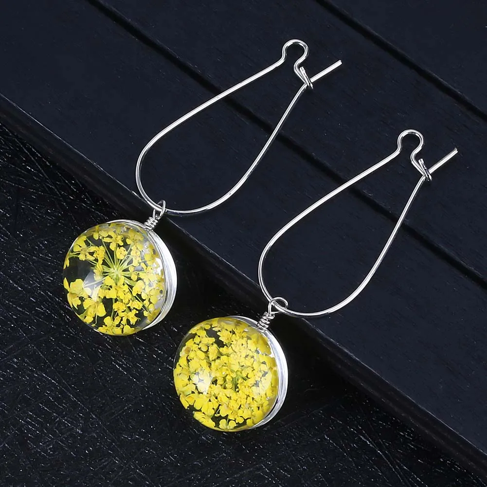 Висячие серьги в Корейском стиле с сушеными цветами для женщин и девушек подарки