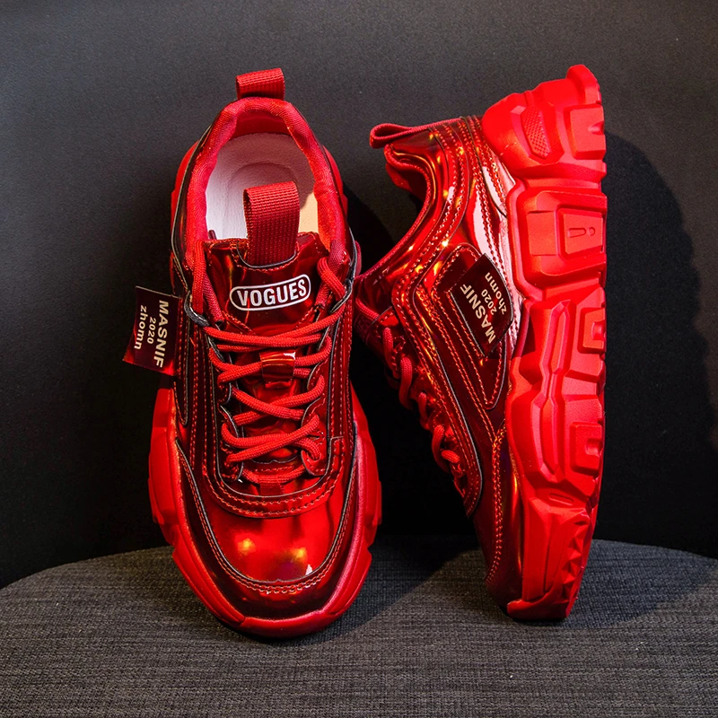 Женские кроссовки на массивной платформе серебристые кожаные дизайнерские