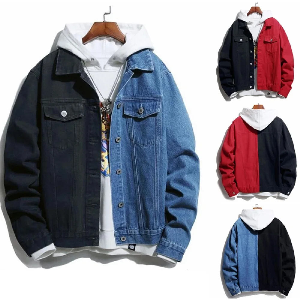 

Мужская джинсовая куртка, повседневная однобортная приталенная куртка с отложным воротником и длинными рукавами, весна-осень 2021