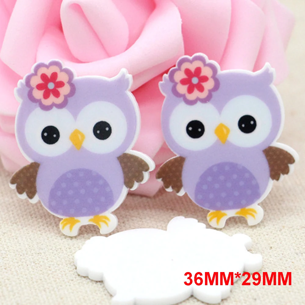 50 шт./лот 36*29 мм мультфильм фиолетового цвета с рисунком Совы из смолы) плоским