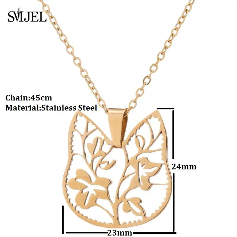 2019 ожерелье с кошкой из нержавеющей стали геометрическое в виде цветка любовь