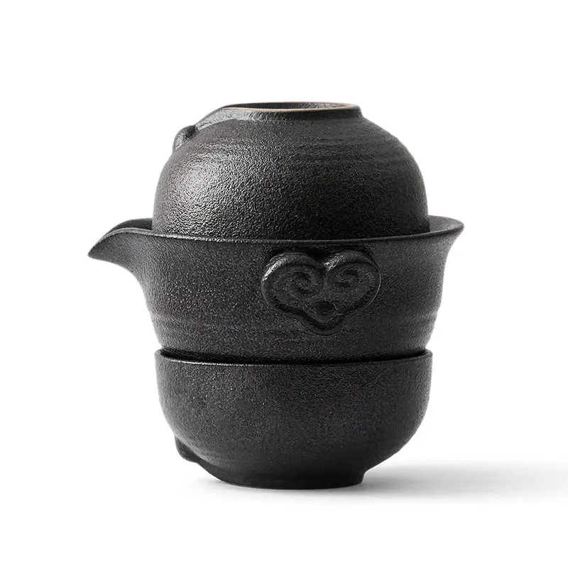 

Китайский чайный набор кунг-фу, 1 чайник, 2 чайника, дорожные керамические чайные чашки для чая, уличные чайные чашки для чайной церемонии