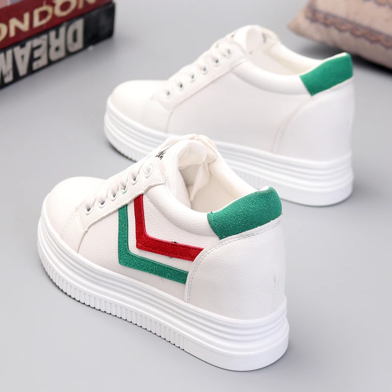 Кроссовки женские на платформе 8 см Водонепроницаемые кожаные повседневная