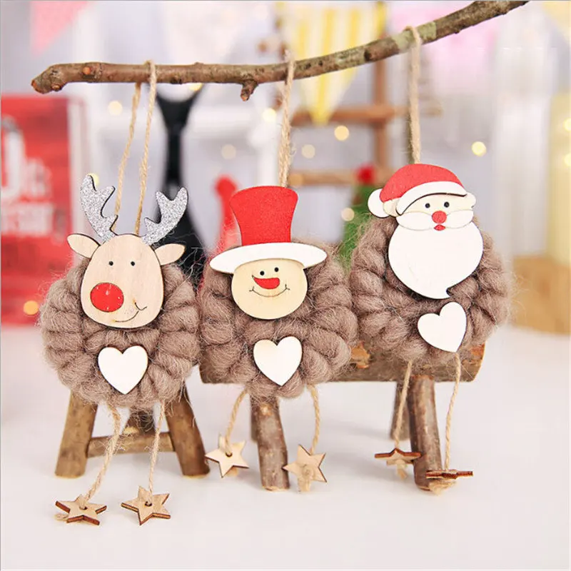 

New Cute Santa Claus Snowman Deer Felt Hanging Ornaments For Hotel Show Window Home Christmas Tree DIY Decorative Crafts