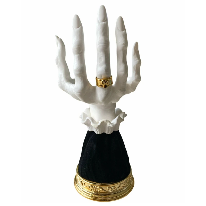 

Halloween Candlestick Witch Hands Pedestal Snack Bowl Stand Resin Desktop Ornament Halloween Exquisite Home Decorative