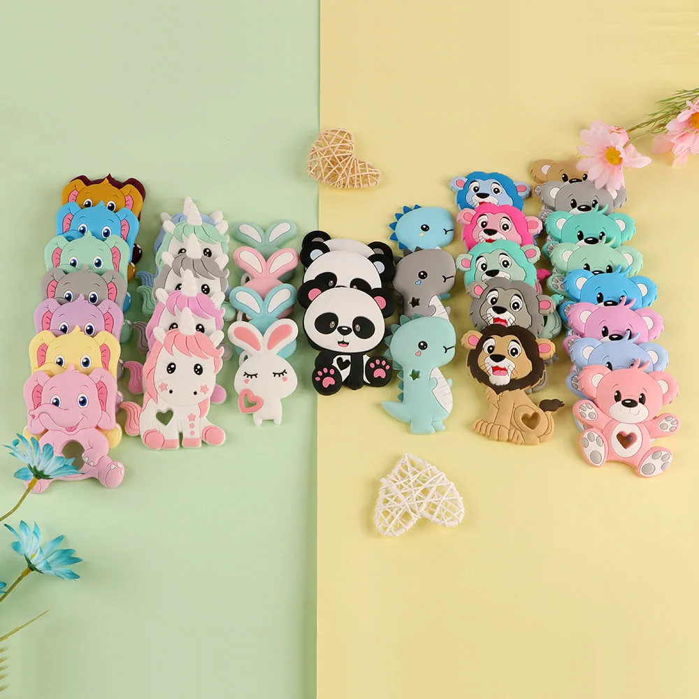 

Sunrony 1pc Silicone Teether Elephant Cartoon Animal BPA Free Rodent Teeth Necklace Food Grade Infant Chewable Toys Baby Teether