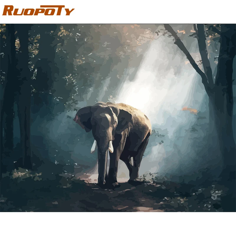 991766 Ruopoty рамка Diy Краска ing по номерам Бабочка Животные Современная Настенная живопись холст Рисование акриловая краска по номерам для домашний декор - Цвет: 991766