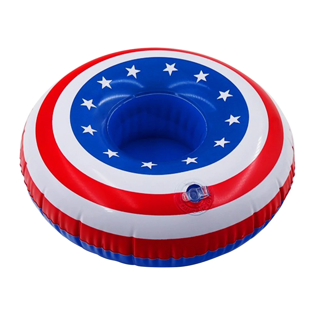 

Флаг США, надувная подставка для чашки для бассейна, держатель, подставки для игрушек, подставки из ПВХ, надувной подстаканник