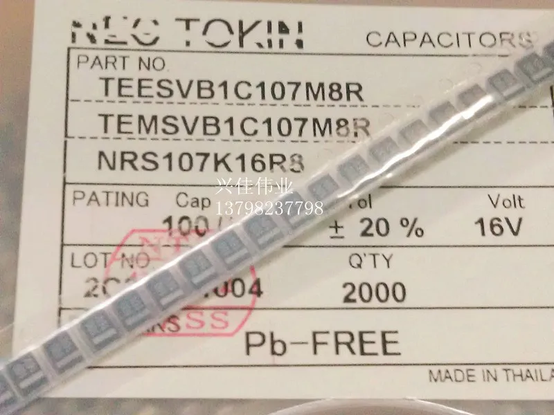 Оригинальный Танталовый конденсатор 20 шт./16V100UF 107C 100 мкФ 16V B3528 B|Конденсаторы| |