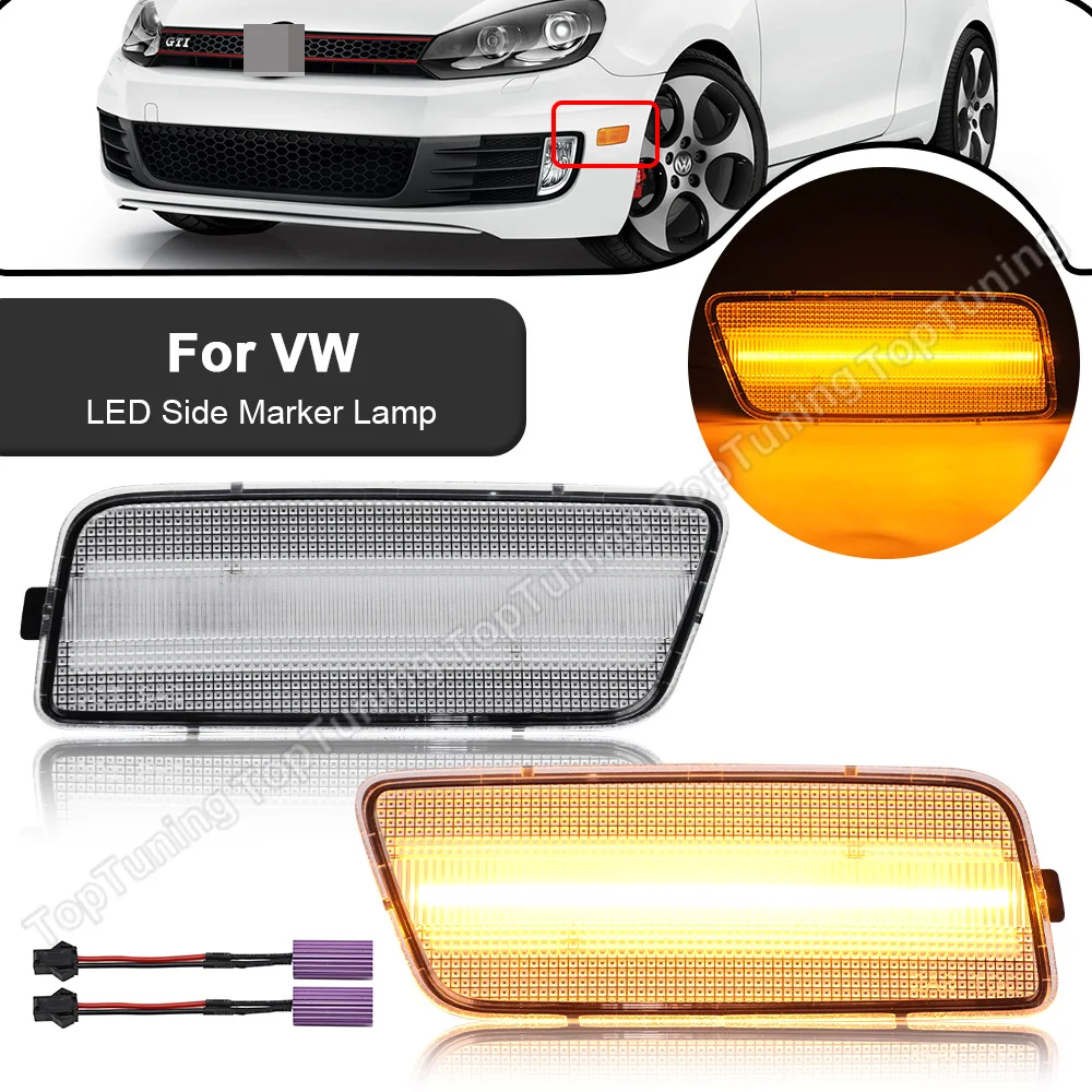 

1Pair Clear /Smoked Lens LED Side Marker Lamp Fender Light For VW GTI 2.0T Golf MK6 2010 2011 2012 2013 2014 Canbus
