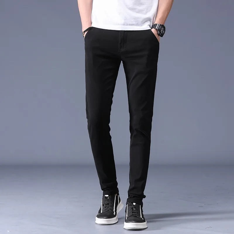 Брюки мужские однотонные из бутика дышащие Стрейчевые хлопковые облегающие