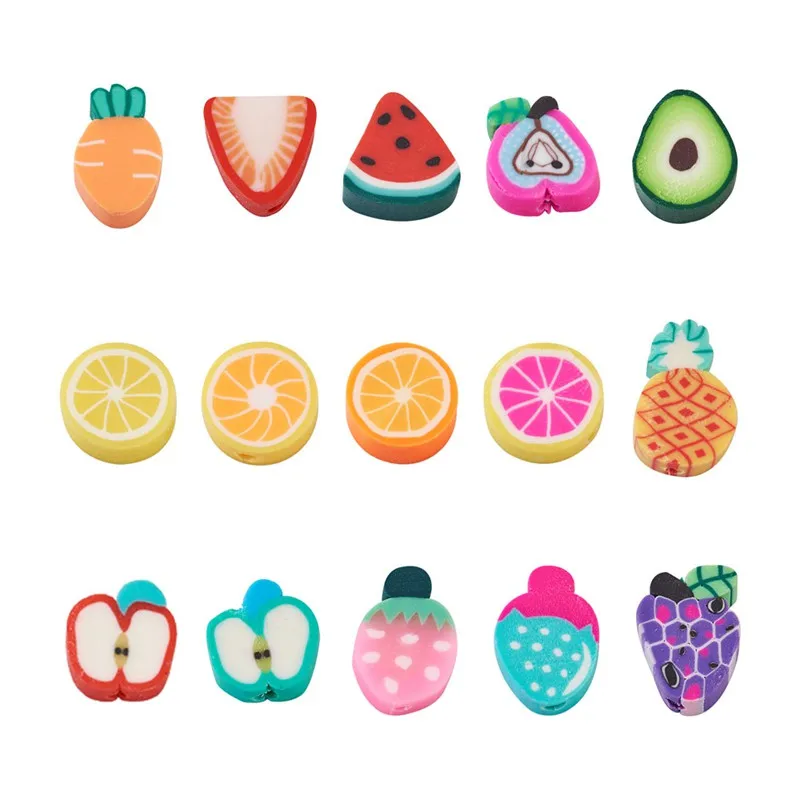 

225pcs/box Handmade Polymer Clay Beads Loose Spacer Bead Heishi Beads Mixed Fruit Shape for Jewelry Making DIY Bracelet Necklace