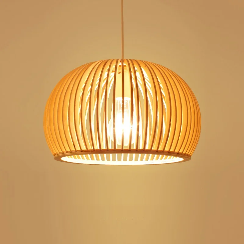 Современные деревянные подвесные светильники в виде птичьей клетки бамбуковые