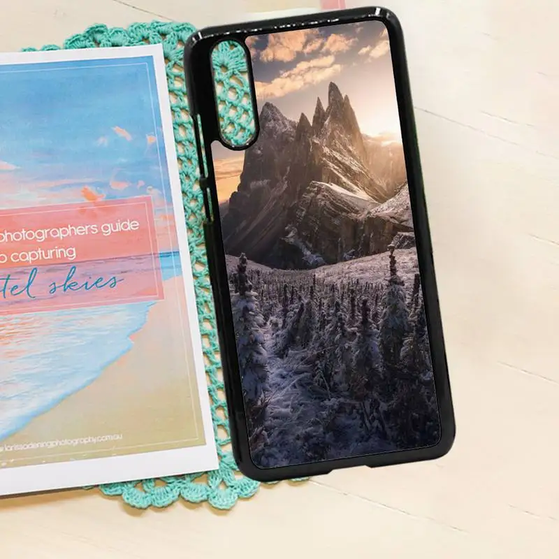 

Snow Mountain Misty landscape luxury mobile coverPhone Case PC for iPhone 11 12 pro XS MAX 8 7 6 6S Plus X 5S SE 2020 XR