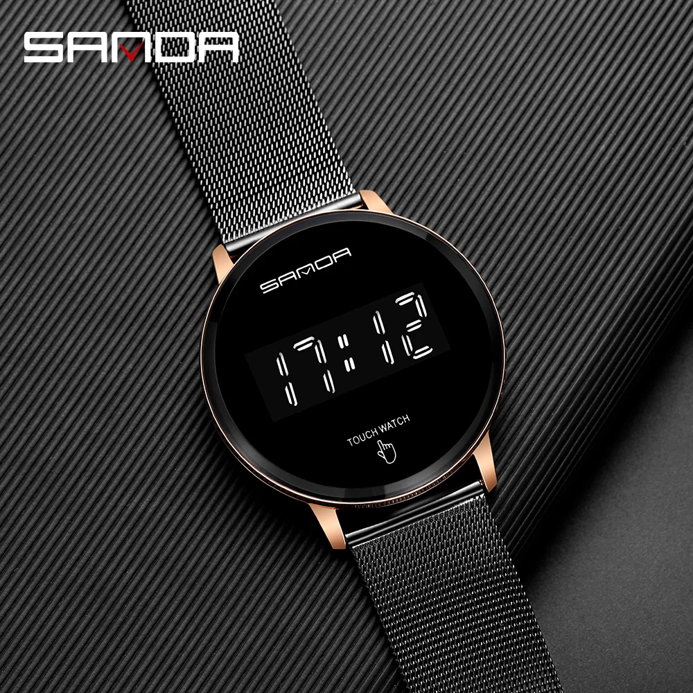 SANDA Модные мужские цифровые часы с сенсорным экраном Светодиодный дисплей