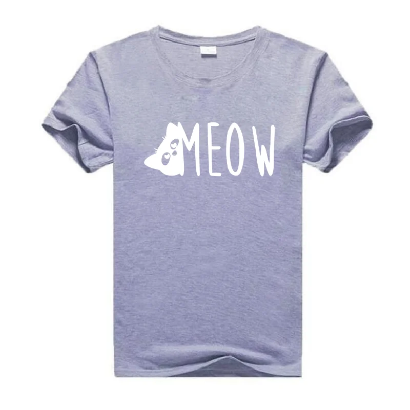 

Meow Cartoon Cat Print T-shirt Women Tops Casual Harajuku Cotton Short Sleeve Summer Funny Plus Size Round Neck T-Shirts Tees