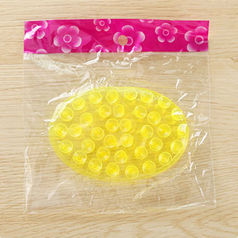 

1PC Random Color High Quality Double Magic Sucker Bathroom Mat Suction Cup Reversible Anti-slip Soap Sucker For Bathroom