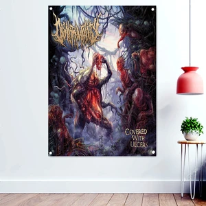 COVERED WITH ULCERS Heavy Metal Band Icon Flags Tapestry Rock Music Poster Banners Wall Chart Skull Tattoos Art Wall Decoration