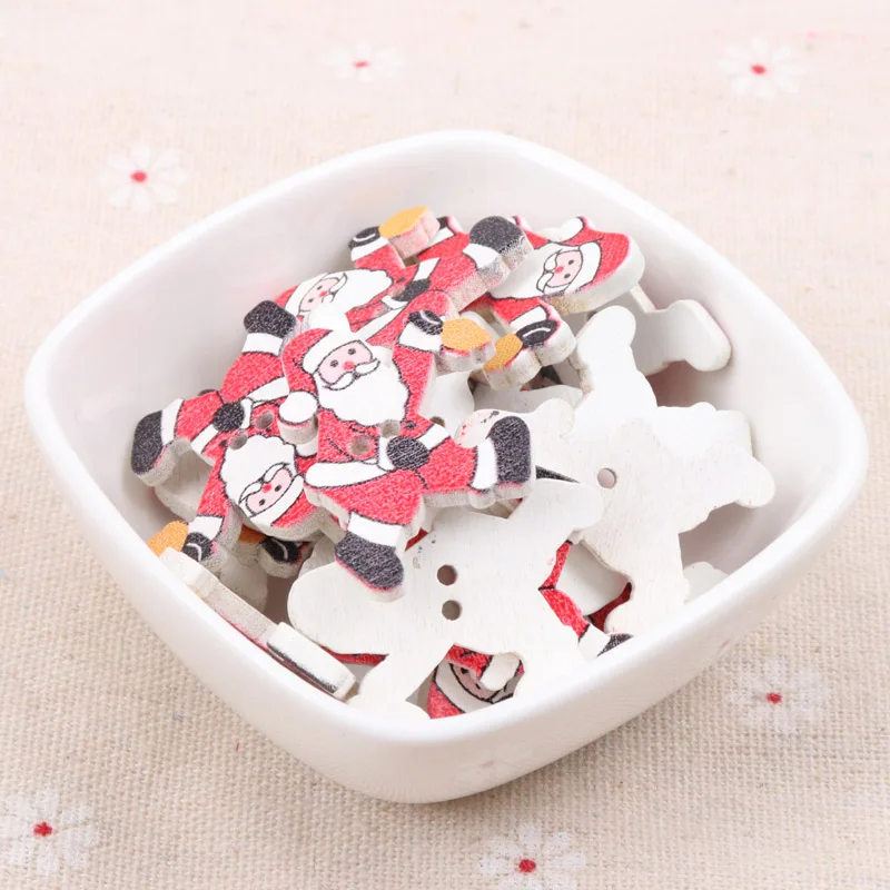 20 шт Санта клаузе покраска дерева объемные кнопки ручной работы Скрапбукинг