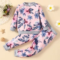 girls outfits casual kids clothes girls spring fall cotton flower print long sleeve topslong pants home soft girls clothes 1 6y