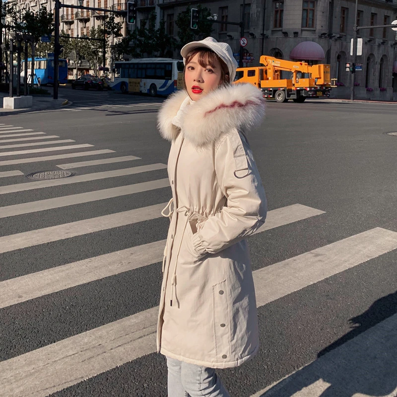Модная зимняя парка для женщин длинное хлопковое пальто 2020 корейский большой