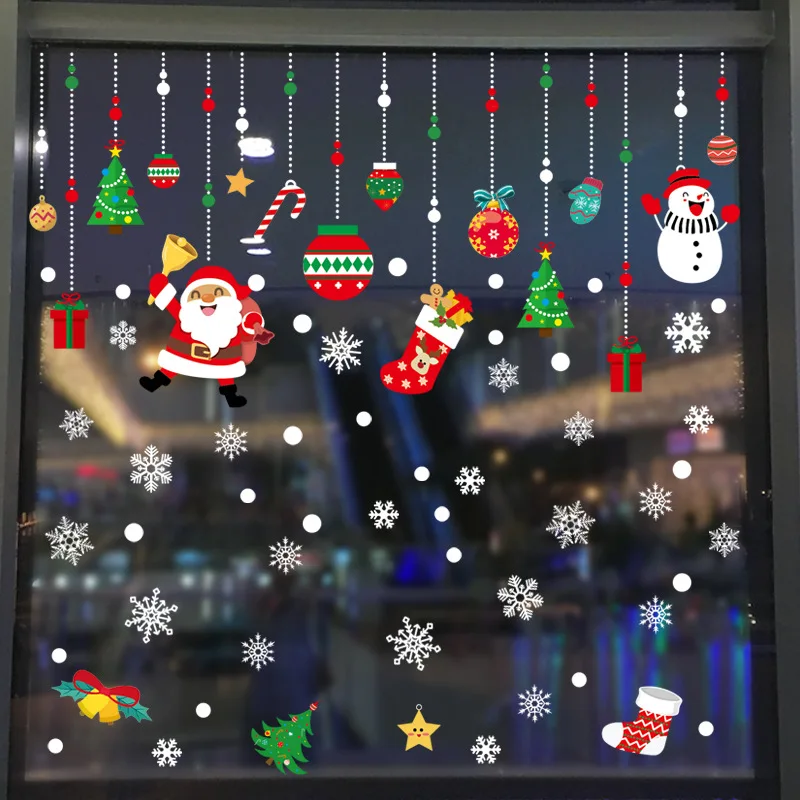 Navidad, сделай сам, оконная пленка, Рождественская наклейка, украшение на Хэллоуин, оконная наклейка, рождественские украшения, ПВХ, новогоднее стекло, Мура