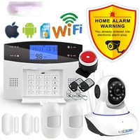 wifi gsm home burglar alarm system 433mhz detector alarm support telephone line pstn sim card voice intercom wifi app relay