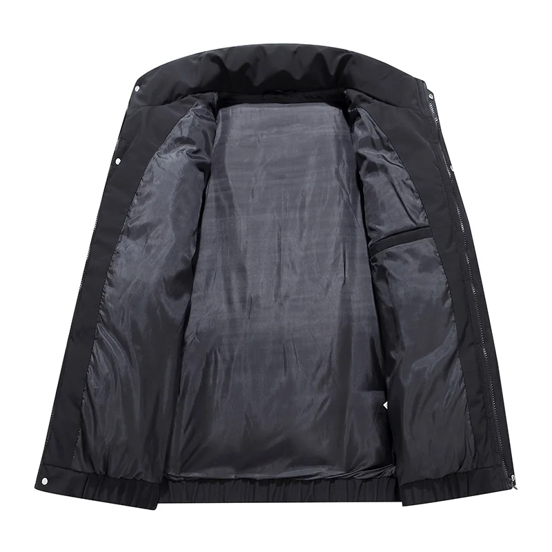 Autumn Winter Casual Men's Thick Warm Parkas Outwear Solid Color Cotton-Padded Jacket Stand-Up Collar Coat Plus Size Top Clothes