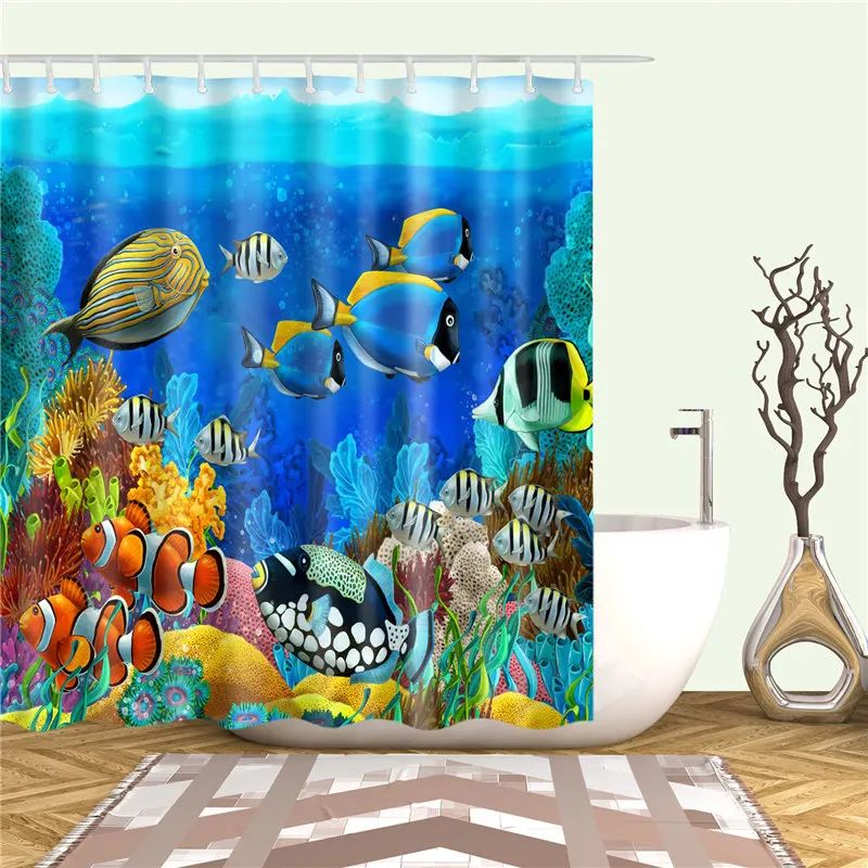 Подводный мир занавески для душа печать ванная комната водонепроницаемый