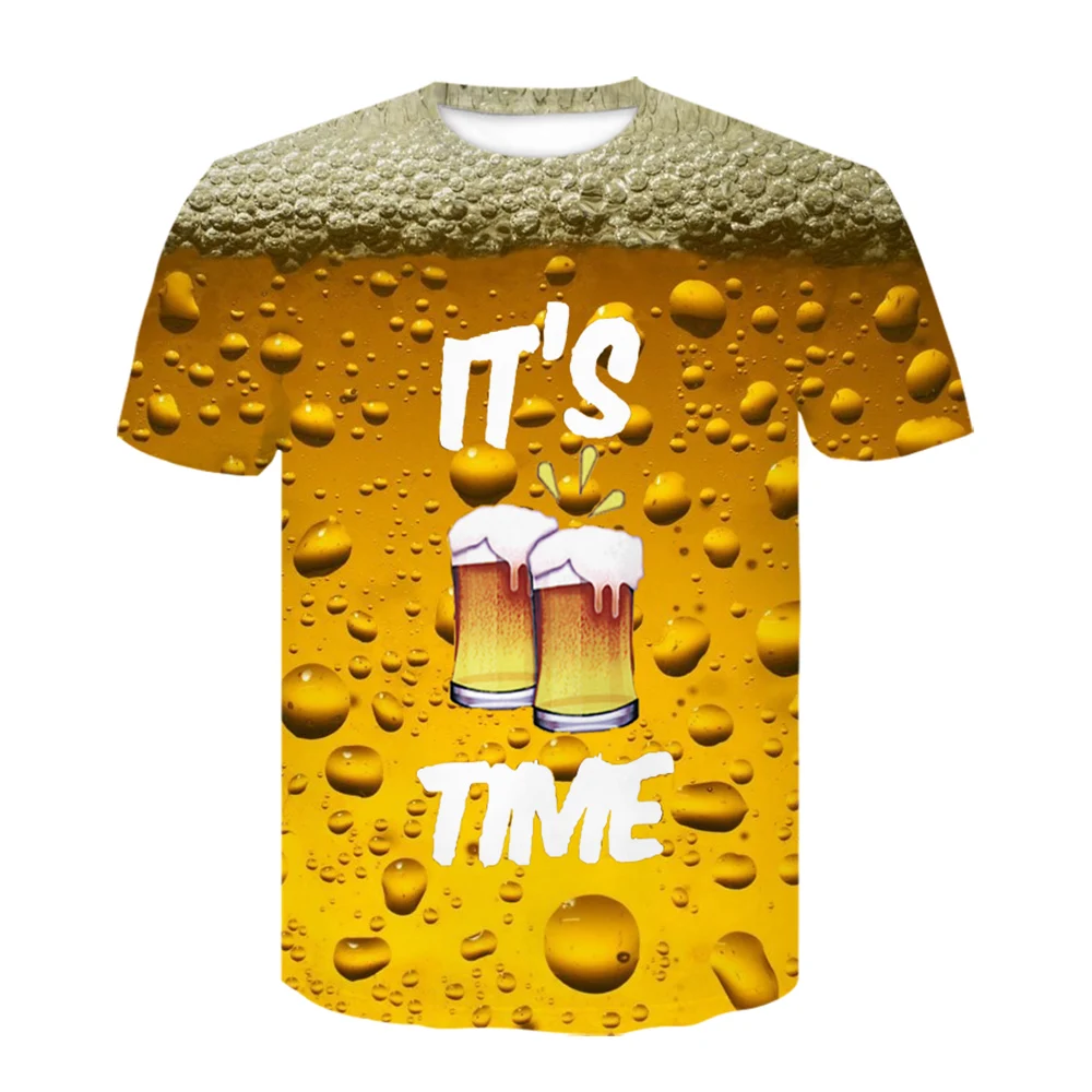 Inverted beer bottle 3D Print T Shirt Women/Men Funny Novelty T-shirt Short Sleeve Tops Unisex mens Clothing oversized shirt | Мужская