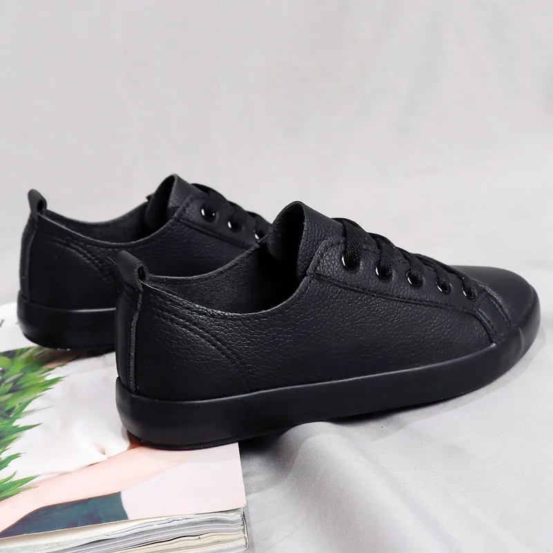 

Spring Women Ballet Flats Oxford Flat Shoes Soft Leather Shoes Ladies Lace Up White Black Loafers Flats Boat Shoes 2021New