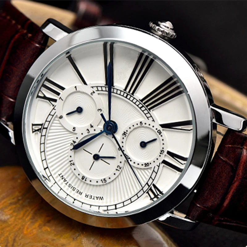 

2020 V Luxury Brand Fashion Mens Quartz Watches Week Date Clock Leather Strap Casual Business Sport Watch Male Relogio Masculino