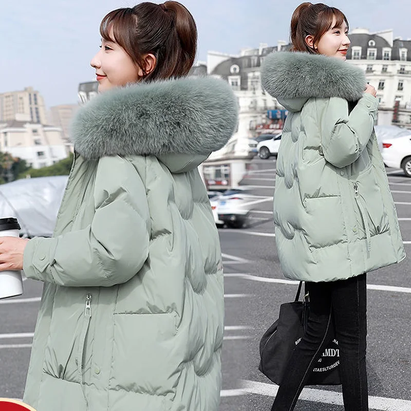 

Women Winter Jacket Thicken Cotton Padded Coats Loose Oversized Women's Warm Coat Hooded Outwear Woman Parkas Jackets X632