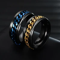 men ring reliable lightweight durable rotatable chain design fashion ring for office ring male ring