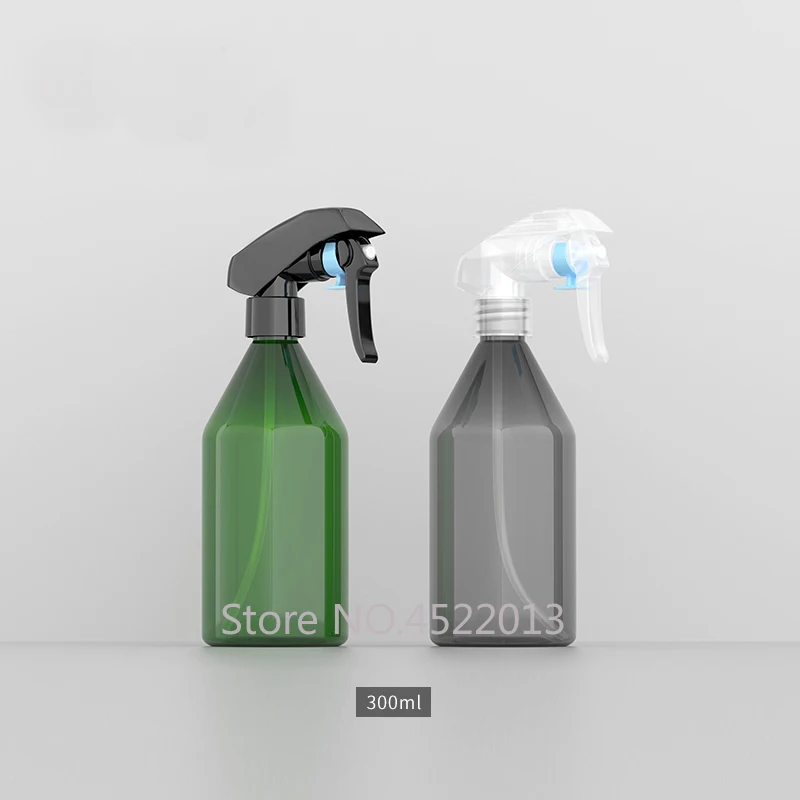 

300ml 10pcs Empty Portable Spray Nozzle Bottle, DIY Travel Dark Green/Clear Black Spray Container, Refillable Cosmetic Package