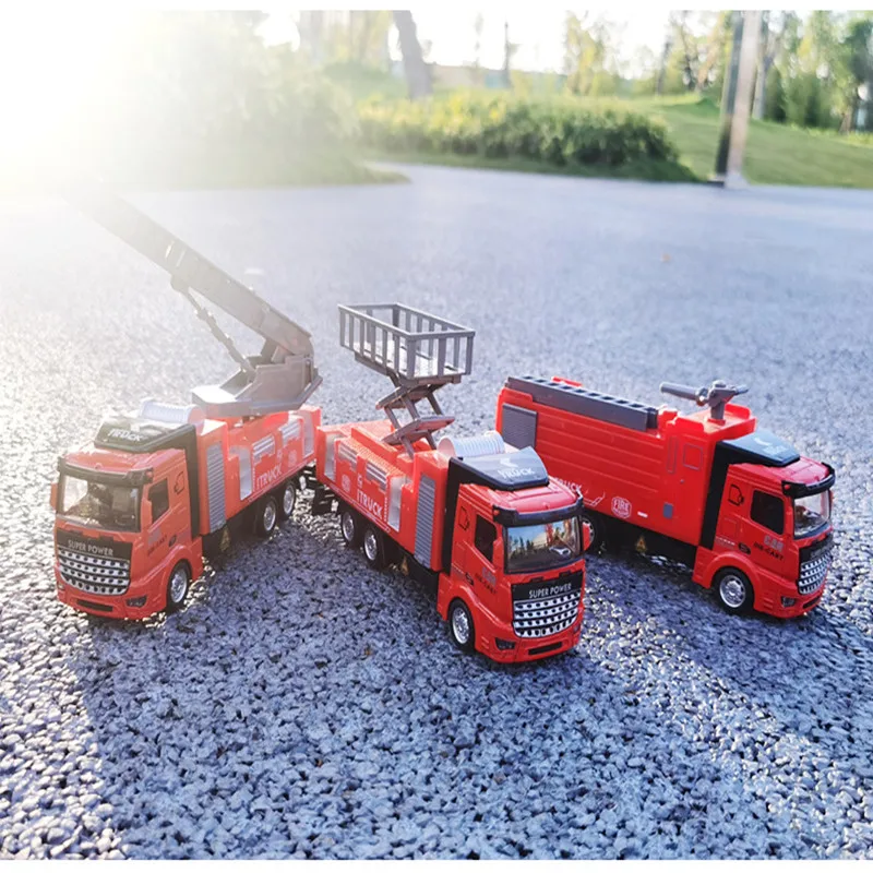 

20CM High Simulation Q Version Alloy Pull Back Fire Engineering Vehicle Boutique Children's Sliding Model Toy