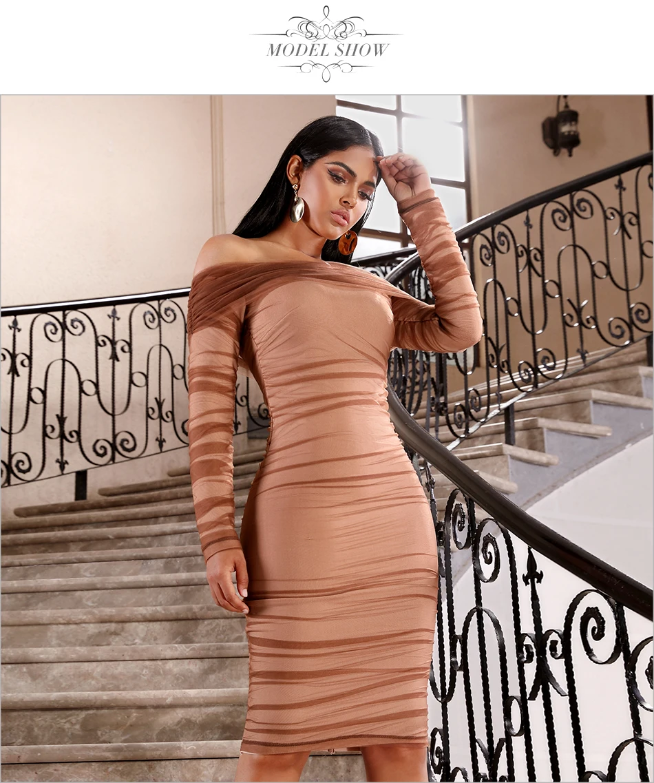 Adyce Новое Осеннее женское элегантное кружевное вечернее платье в стиле знаменитостей сексуальное платье с длинным рукавом цвета хаки миди облегающее Клубное платье Vestidos