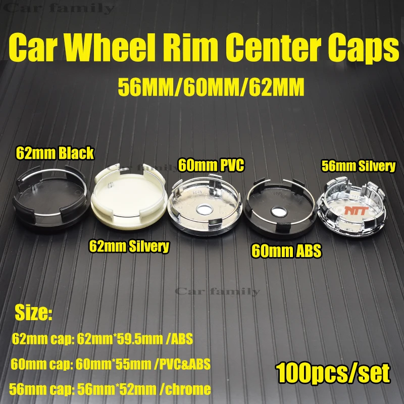 

100pcs for Carolla Camry Reiz Sienna prius Land Cruiser Rav4 56mm 60mm 62mm Car Center Cap Wheel Hub Emblem Dust-proof Badge