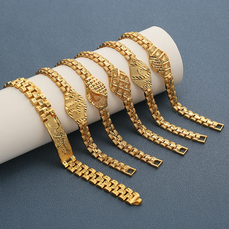 Модный многообразный панцирный браслет с покрытием из кубинской цепи золотого