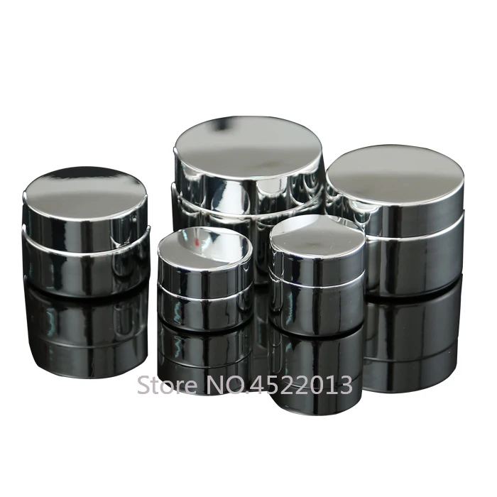

5g10g20g30g50g 20Pieces/Lot Silver Glass Cosmetic Facial Cream Container, Makeup Mask Refillable Jar, Emulsion/Lotion Case/Vials