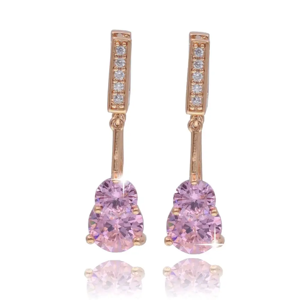 2019 висячие серьги ювелирные изделия розовое золото 585 Цвет Кристалл Кубический