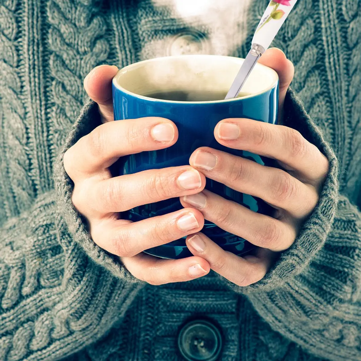 4 шт. ложки из нержавеющей стали с керамической ручкой керамические столовые