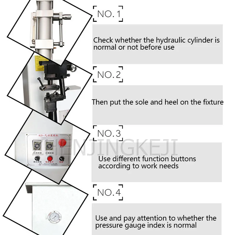 

220V/110V Semi Automatic Pneumatic High Heel Shoes Nailing Machine Special Hydraulic Cylinder Design And Humanized Switch Device